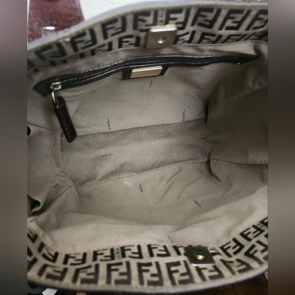 Fendi Brown Zucchino Canvas and Leather Tote - Picture 9 of 14
